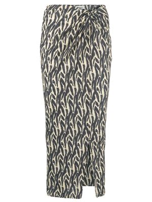 Nanushka twist-front printed sarong skirt - Neutrals