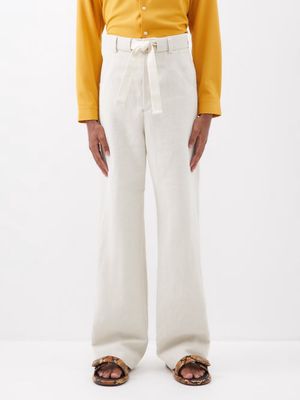 Nanushka - Tymeo Belted Cotton Linen-blend Trousers - Mens - Natural