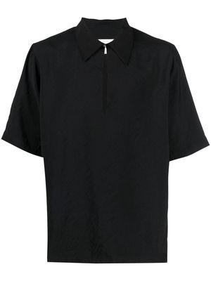 Nanushka v-neck cotton polo shirt - Black