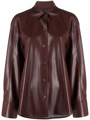 Nanushka vegan-leather oversized shirt - Brown