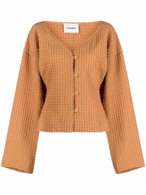 Nanushka waffle texture bell sleeves blouse - Neutrals