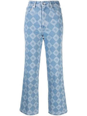 Nanushka Zoey monogram-pattern kick-flare jeans - Blue