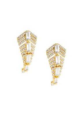 Naomi 18K Gold-Plate & Cubic Zirconia Deco J-Hoop Earrings
