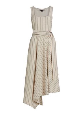 Naomi Asymmetric Linen-Blend Midi-Dress