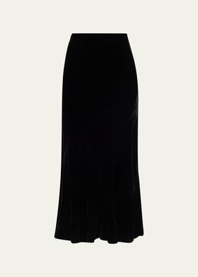 Naomi Silk-Blend Velvet Midi Skirt
