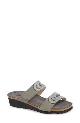 Naot Ainsley Studded Slide Sandal in Light Grey Nubuck Leather