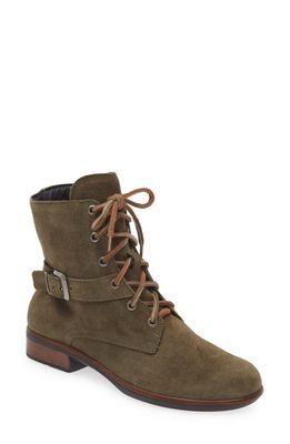 Naot Alize Zip Combat Boot in Oily Olive Suede
