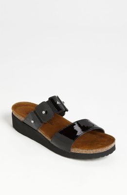 Naot 'Ashley' Sandal in Black Patent Leather