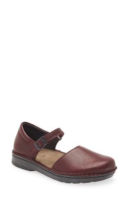 Naot Catania Mary Jane Flat in Soft Bordeaux Leather