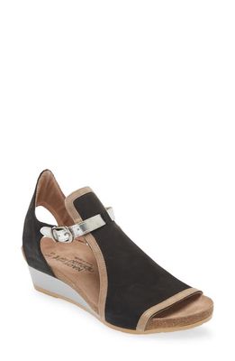 Naot Fiona Wedge Sandal in Black Leather