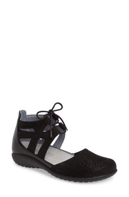 Naot Kata Lace-Up Sandal in Black Leather
