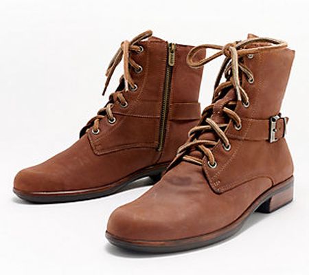 Naot Leather Buckle Lace-Up Boots - Alize