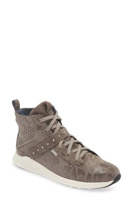 Naot Oxygen Crystal Strap High Top Sneaker in Grey Marble Suede