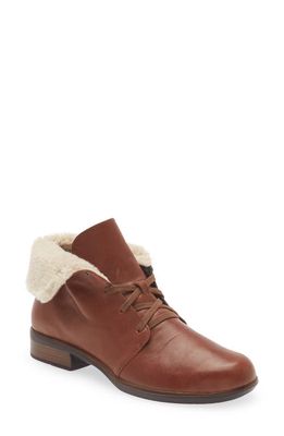 Naot Pali Faux Shearling Lined Bootie in Soft Chestnut Leather