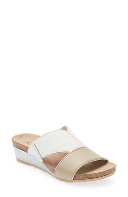 Naot Tiara Wedge Sandal in Soft Beige/Soft White Leather