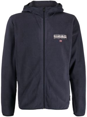 Napapijri embroidered-logo zip-up hoodie - Blue