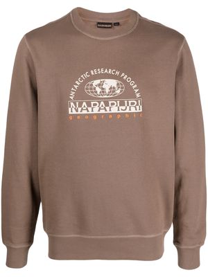 Napapijri front logo-print sweatshirt - Brown