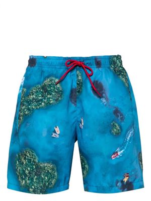 Napapijri Inuvik graphic-print swim shorts - Blue