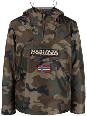 Napapijri logo-patch camouflage-print jacket - Green