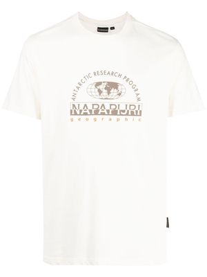 Napapijri logo-print cotton T-shirt - Neutrals