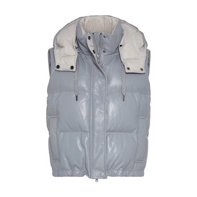 Nappa leather down vest