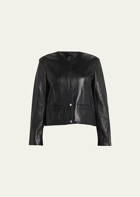 Nappa Leather Straight Crop Jacket