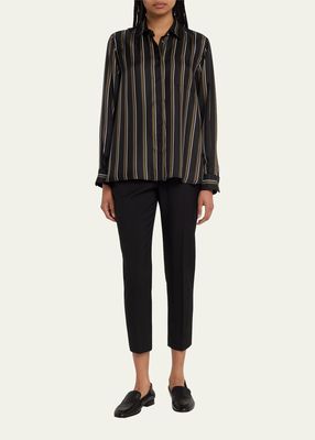 Nardo Stripe Button Up Silk Shirt