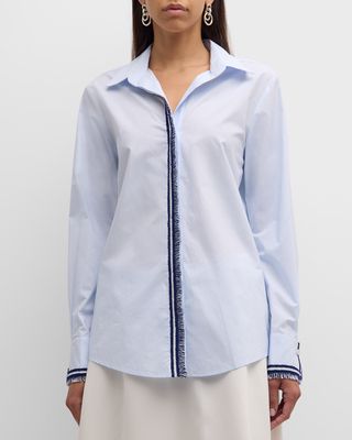 Naroa Fringe-Trim Collared Blouse