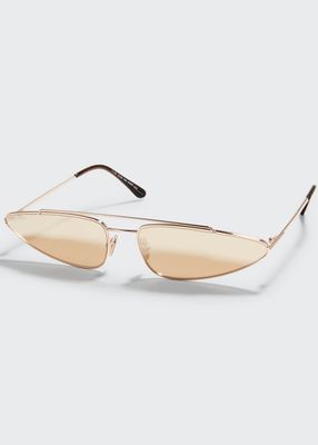 Narrow Metal Cat-Eye Sunglasses