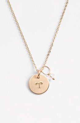 Nashelle 14k-Gold Fill & Semiprecious Birthstone Zodiac Mini Disc Necklace in Aries 