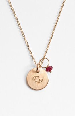 Nashelle 14k-Gold Fill & Semiprecious Birthstone Zodiac Mini Disc Necklace in Cancer 