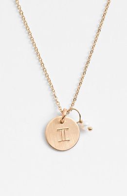 Nashelle 14k-Gold Fill & Semiprecious Birthstone Zodiac Mini Disc Necklace in Gemini 