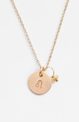 Nashelle 14k-Gold Fill & Semiprecious Birthstone Zodiac Mini Disc Necklace in Leo 