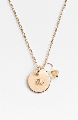 Nashelle 14k-Gold Fill & Semiprecious Birthstone Zodiac Mini Disc Necklace in Scorpio 