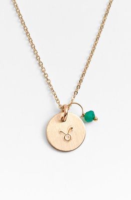 Nashelle 14k-Gold Fill & Semiprecious Birthstone Zodiac Mini Disc Necklace in Taurus