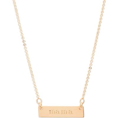 Nashelle Mama Bar Pendant Necklace in Yellow Gold Fill 