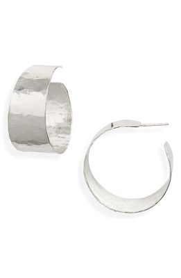 Nashelle Mood Medium Hammered Hoop Earrings in Sterling Silver