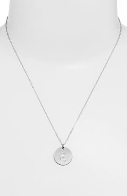 Nashelle Sterling Silver Initial Disc Necklace in Sterling Silver E