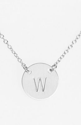 Nashelle Sterling Silver Initial Disc Necklace in Sterling Silver W