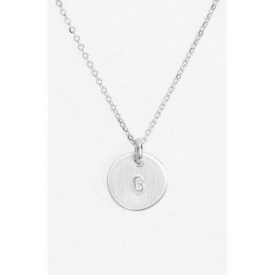 Nashelle Sterling Silver Initial Mini Disc Necklace in Sterling Silver G 