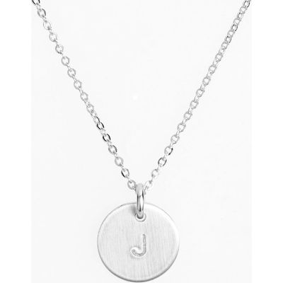 Nashelle Sterling Silver Initial Mini Disc Necklace in Sterling Silver J 