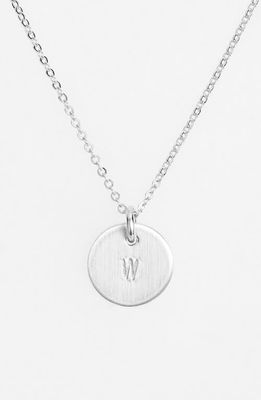 Nashelle Sterling Silver Initial Mini Disc Necklace in Sterling Silver W