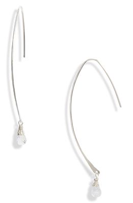 Nashelle Wave Gem Threader Earrings in Silver/Moonstone