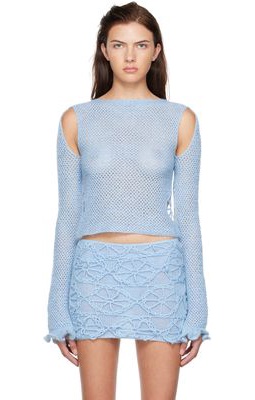 nastyamasha SSENSE Exclusive Blue Crocheted Sweater