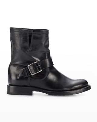 Natalie Leather Short Engineer Boots