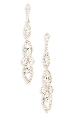 NATASHA Tasha Long Crystal Statement Earrings in Gold/Crystal