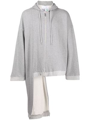 Natasha Zinko asymmetric zip-up cotton hoodie - Grey