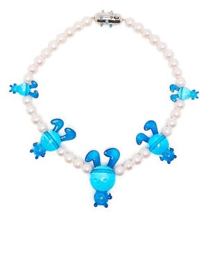Natasha Zinko bunny-charm beaded necklace - Blue