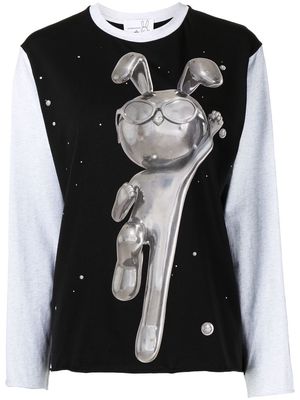 Natasha Zinko bunny-print long-sleeve shirt - Black
