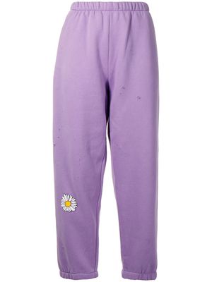 Natasha Zinko daisy-print cropped track pants - Purple